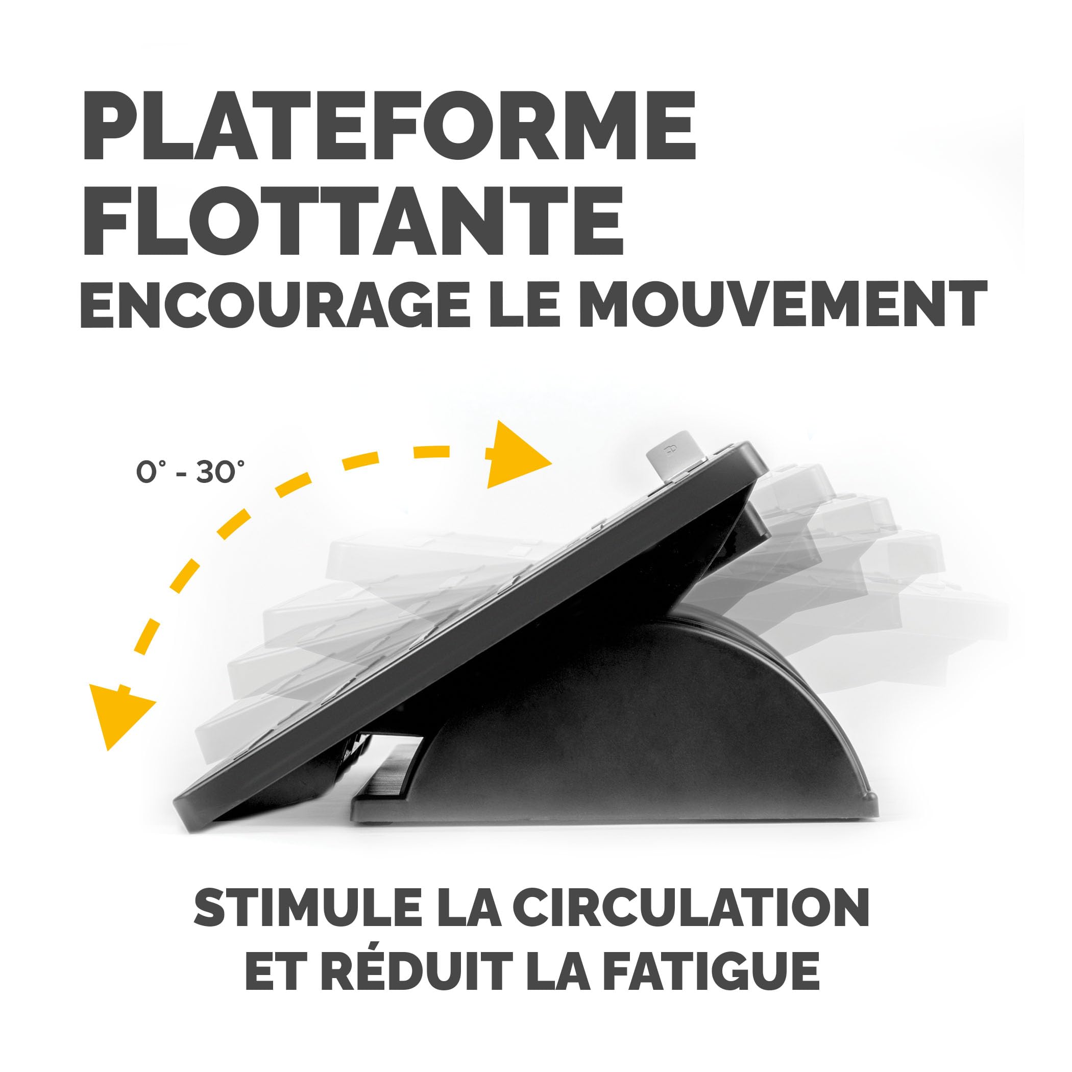 Fellowes Repose-pieds Office Suites, 3 hauteurs possibles, inclinaison jusqu'à 30°, protection antibactérienne Microban, noir