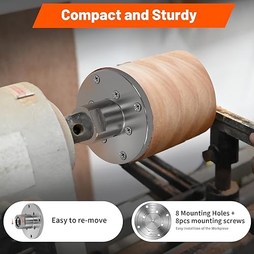 Miniatura 3 de HAowosi Placa frontal de torno de madera de acero de 4 pulgadas, placa frontal para torno de madera, placa frontal de torno apta para husillo de 1