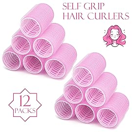 Hair Curlers Rollers, 12Pcs Hair Rollers Hair Curlers Self Grip Holding Rollers with 12 Pcs Hair Clips for Long Medium Short Thick Fine Thin Hair Bangs Volume