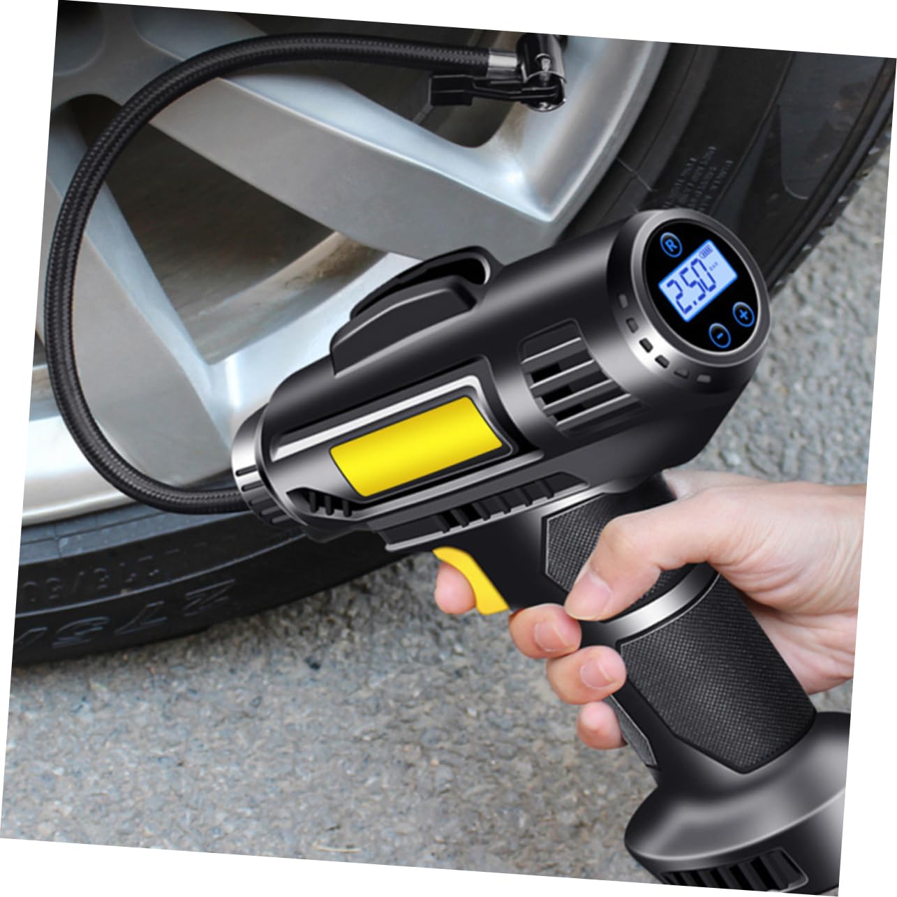 SOLUSTRE 1zestaw Bezprzewodowa Pompa Powietrza Do Opon Samochodowych Przenośny Kompresor z Wyświetlaczem Cyfrowym Ładowany Przez Usb Idealny Do Samochodów Motocykli i Sprzętu