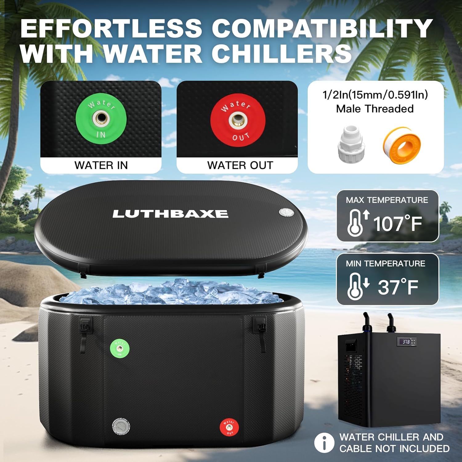 Cold Plunge | Upgraded 218 Gallon Inflatable Ice Freestanding Bathtub with 5 Layers Durable Design | Portable Cold Water Bath for Athletes' Recovery | Ice Bath for Outdoor and Camping | Black