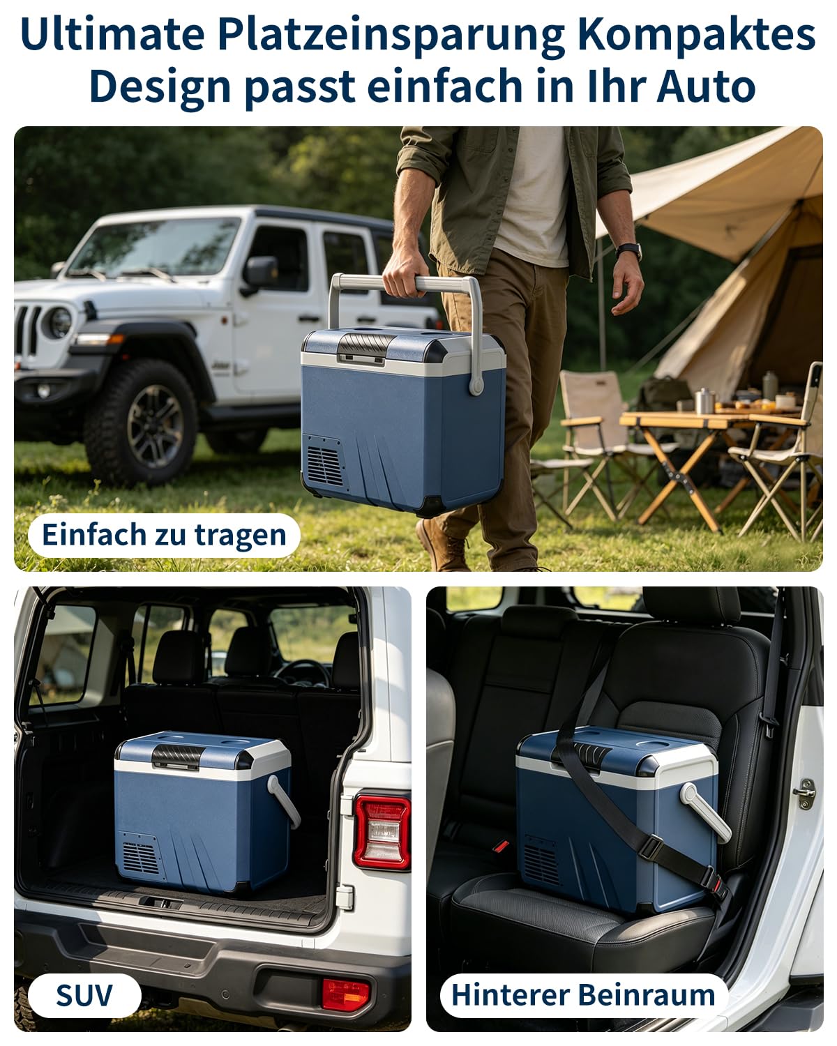Kompressor Kühlbox, 18L Mini Kühlschrank Elektrische Camping-Gefrierbox, -20°C - 20°C für Camping, Wohnmobil, LKW, Boot, Reisen & Outdoor, 12/24V & 230V Auto Kühlschrank