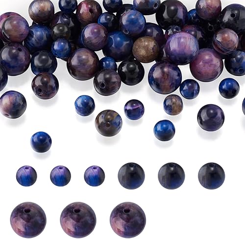 KISSITTY 100 unidades de cuentas naturales de ojo de tigre de galaxia de 0.256 in/0.315 in/0.394 in de piedras preciosas sueltas para hacer joyas de