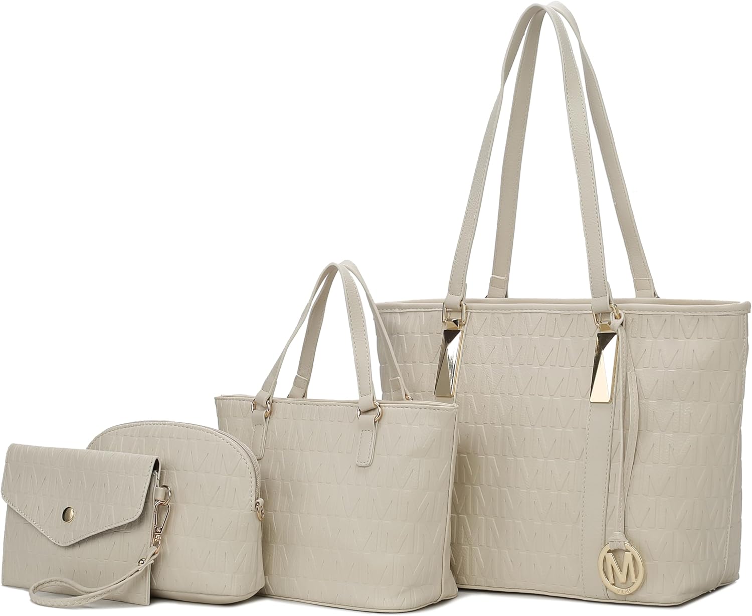 MKF Collection Tote Bag for Women, Shoulder Bag & Wristlet Pouch Top Handle Vegan Leather 4Pcs Set by Mia K