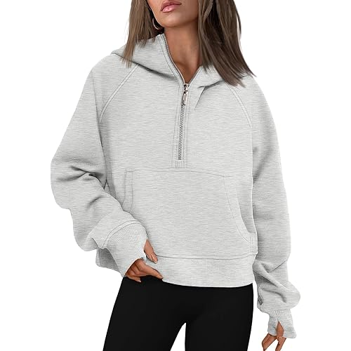 AUTOMET Half Zip Sweatshirts Cropped Hoodies Fleece Womens Quarter Zip Up Pullover Sweaters Fall Outfits 2024 Winter Clothes