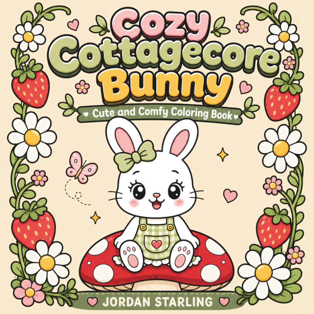 Cozy Cottagecore Bunny: Cute and Comfy Coloring Book for Adults & Teens with Bold Lines and Simple Designs for Stress Relief and Relaxation (Cozy Cottagecore Coloring)