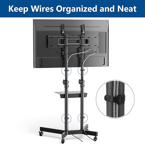 Miniatura 6 de Rfiver Carrito de TV móvil con ruedas, soporte de TV de 32 a 80 pulgadas para pantallas curvas planas LCD LED OLED, soporte de TV de altura