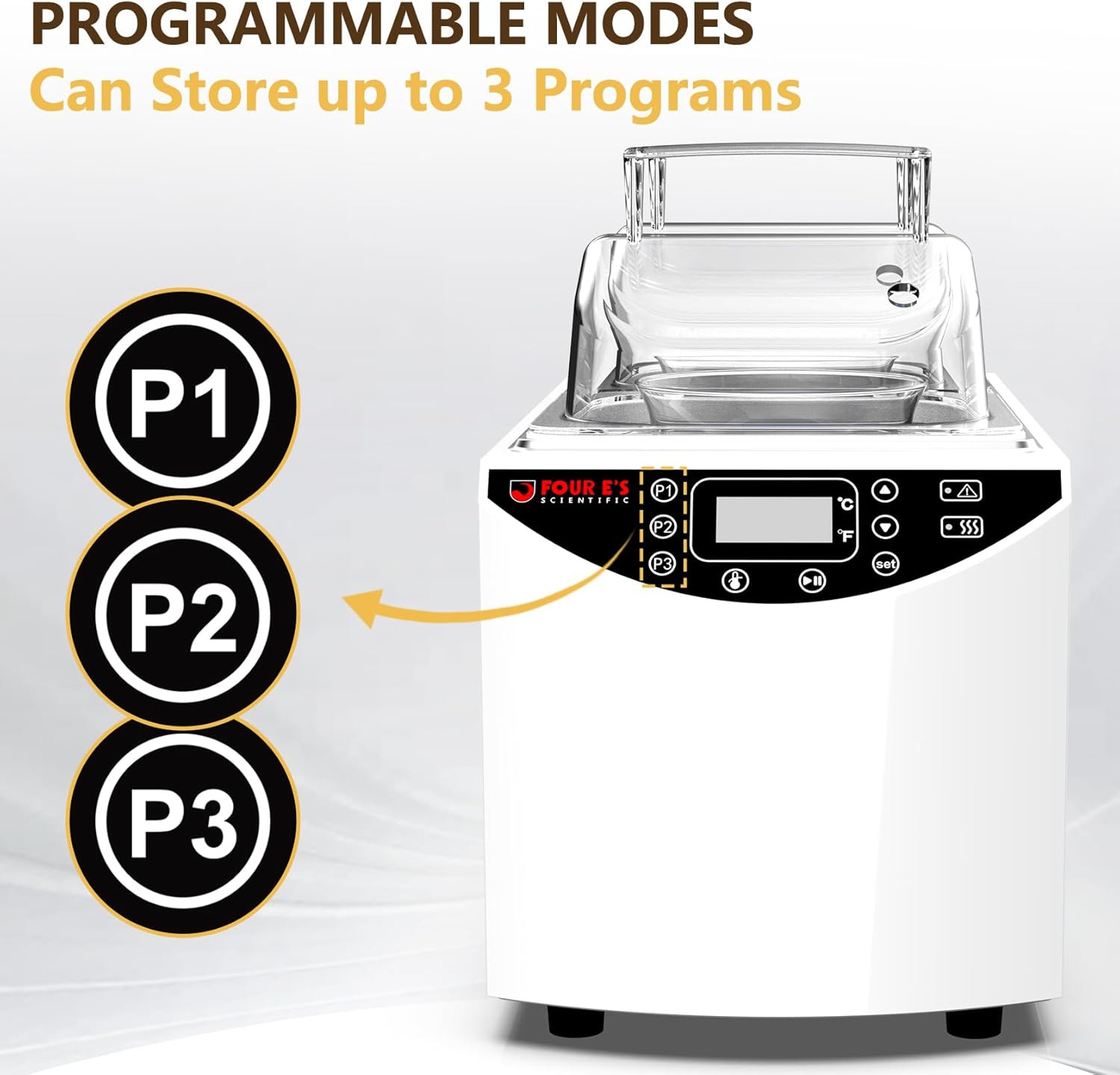 4E's USA Lab Water Bath - Digital 5 Liter Laboratory Thermostatic Water Bath Heater with Precise Temperature Control, Double Safety Features, Easy to Read LED Display