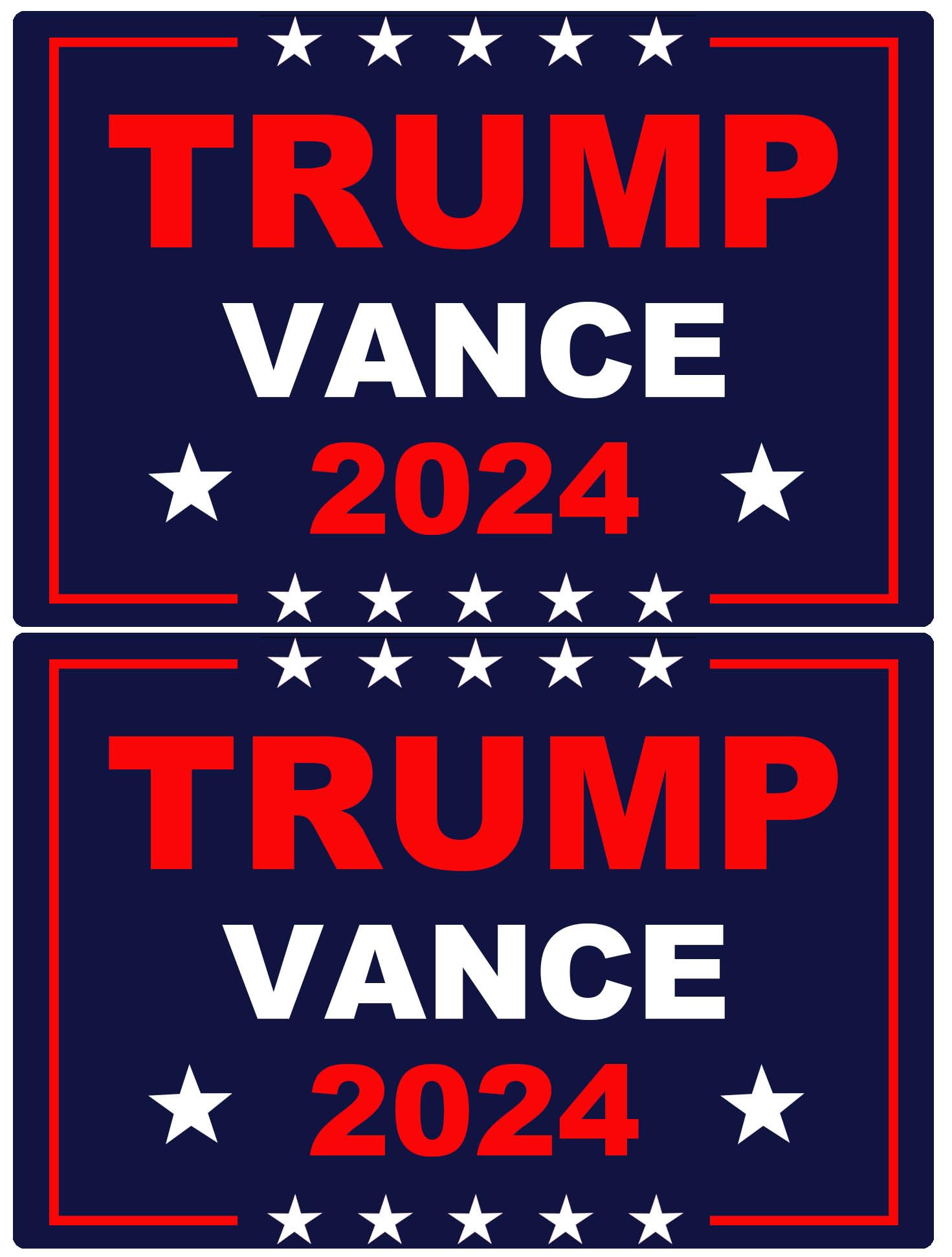FEUENS 2 Pack Trump Vance 2024 Magnets Reflective Vinyl Sign Laptop Decal Car Bumper Window Waterproof Magnet Decoration, Blue, TP-02