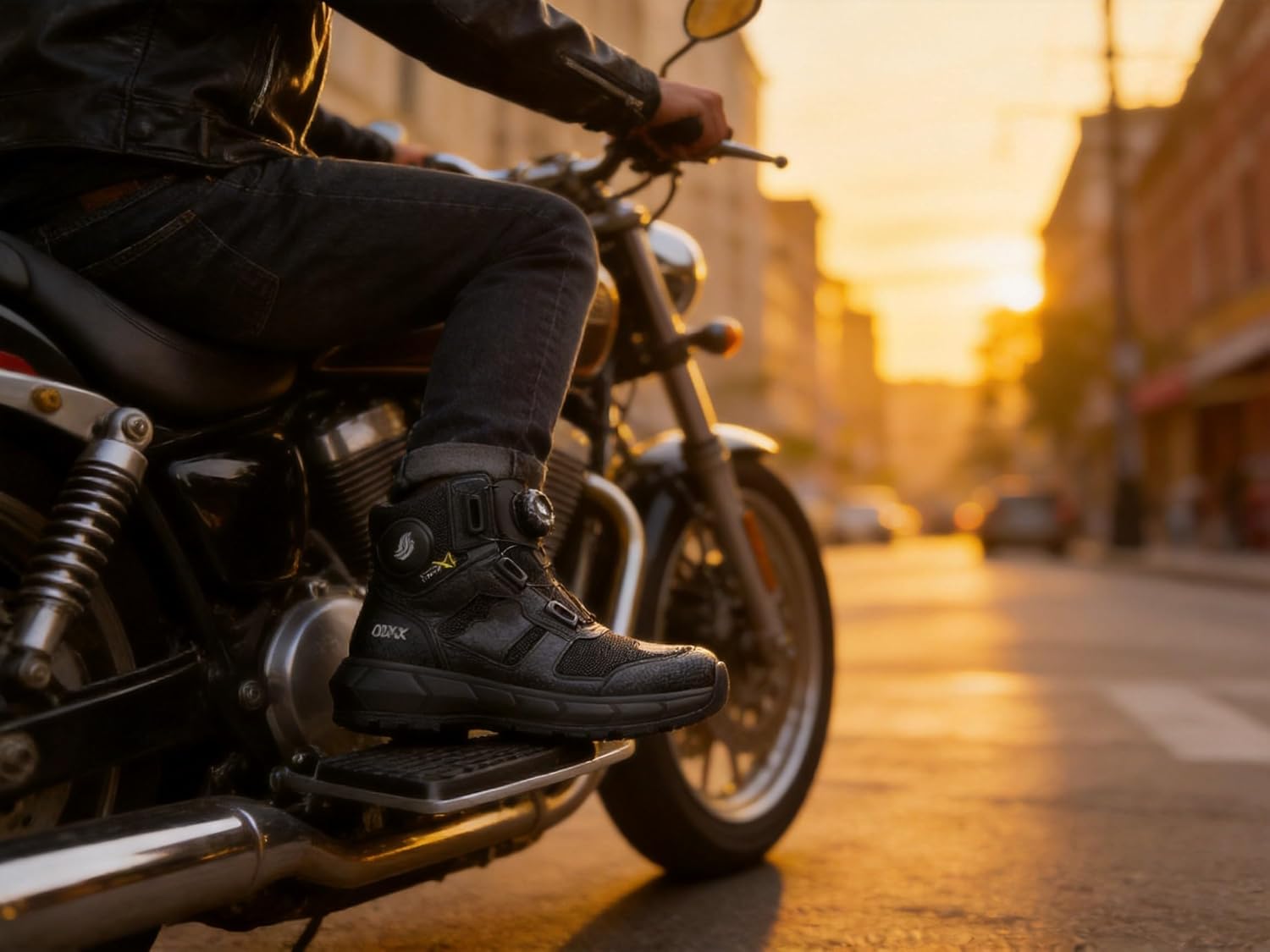 Men's Motorcycle Boots with Rotary Dial - TPU Filament Upper, Rubber Outsole, EVA Midsole, Mesh Lining, Secure Fit(JC202, Black)