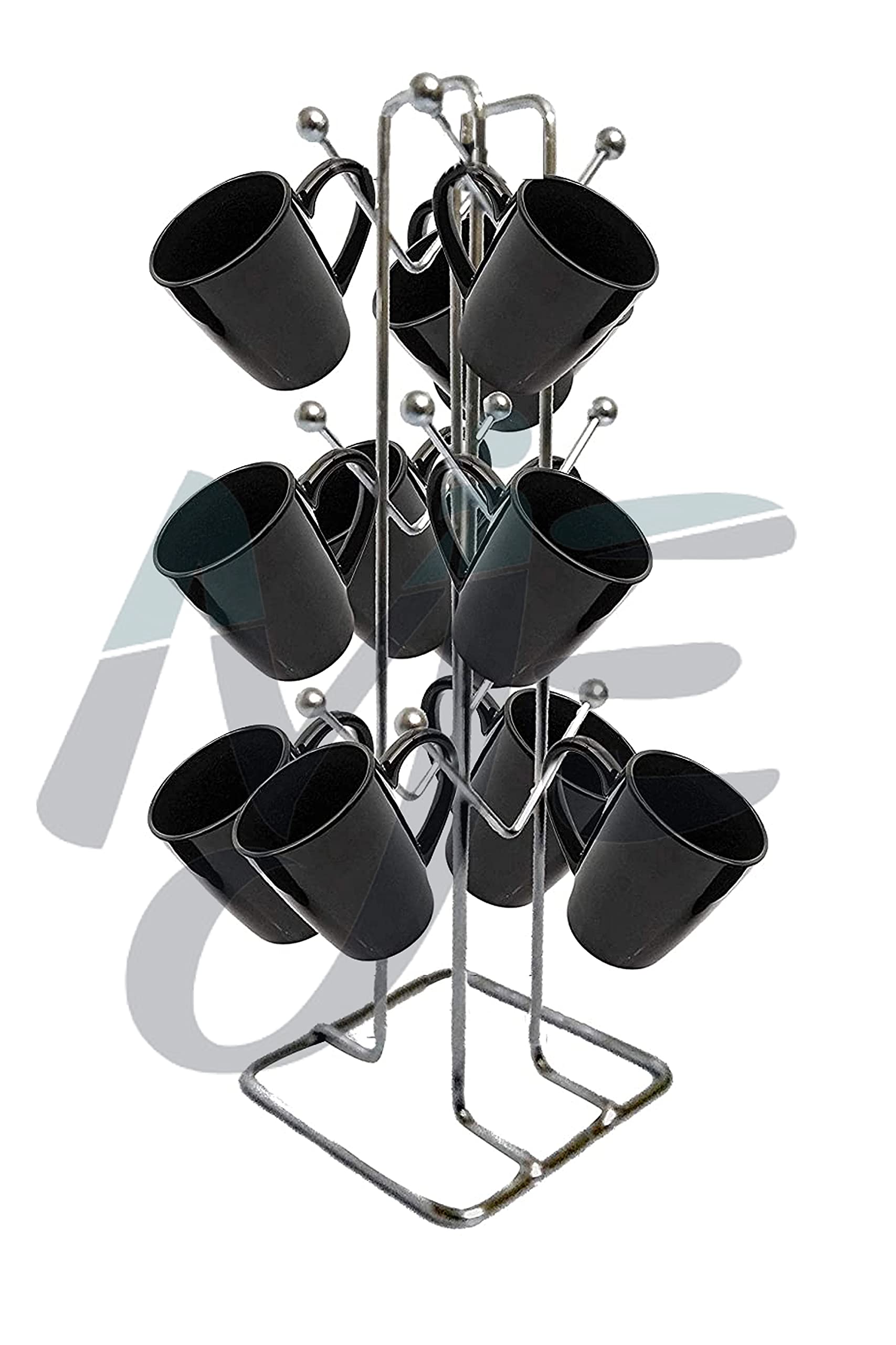 MJE V Shape Coffee Cup Stand Holder, Stainless Steel Kitchen Racks Pieces for Dining Showcase Milk with 12 Hooks