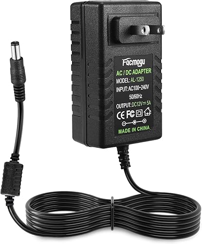 Miniatura 8 de Facmogu Adaptador de fuente de alimentación de 12 V 5 A, adaptador de pared con cable de 59.1 in4.92 pies de largo, transformadores de enchufe de
