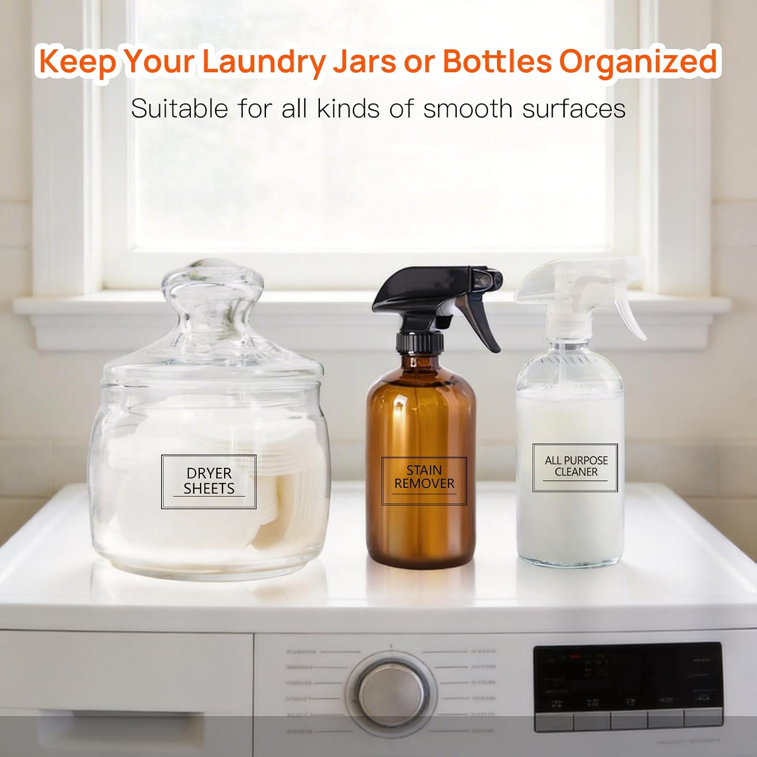 32PCS Laundry Room Labels Waterproof, Clear Laundry Labels for Jars, Transparent Stickers for Organizing Bottles, Detergent Dispensers & Storage Containers (2.8"X1.7") image 5