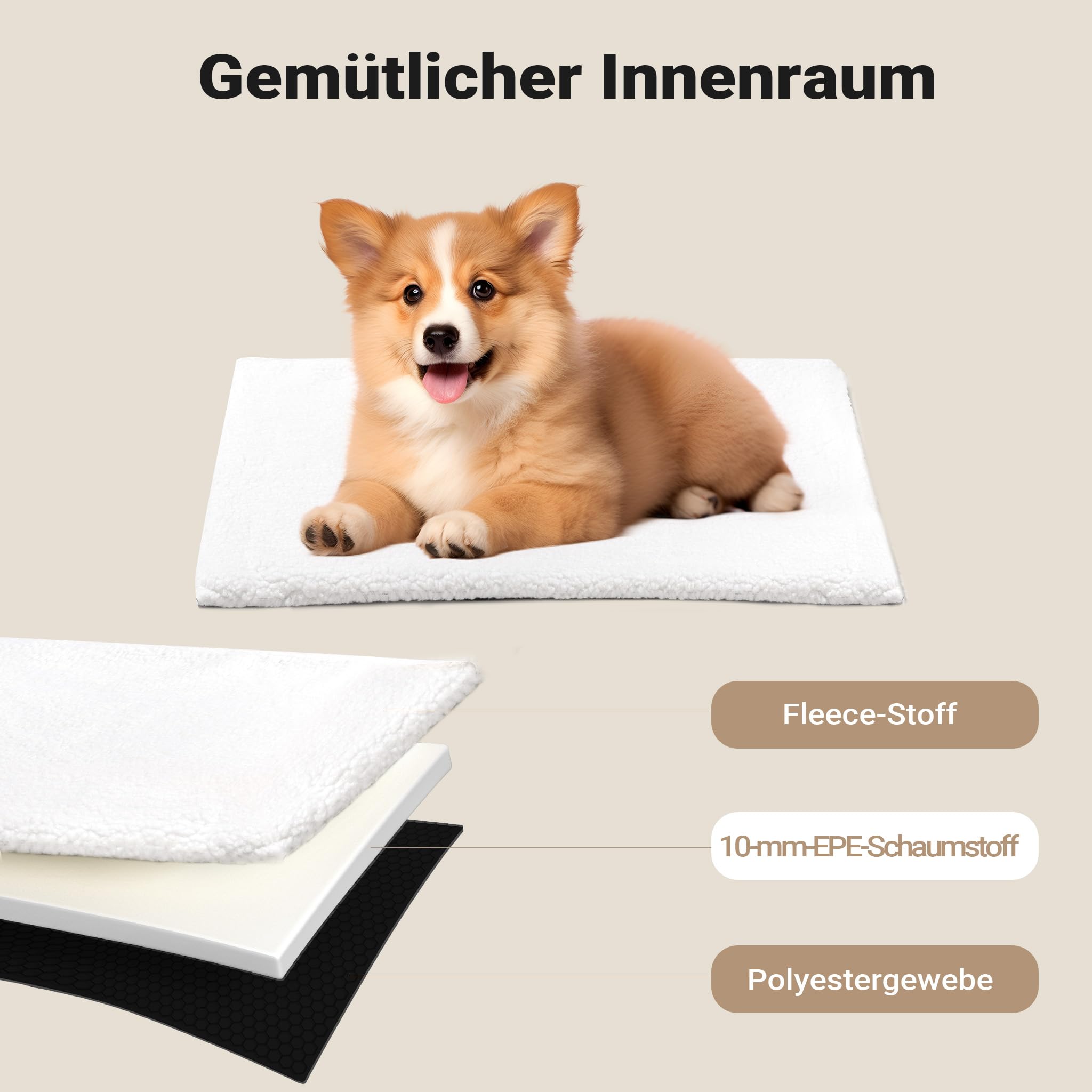 Wiltec Faltbare Transportbox für Hunde, Katze L (76x56x61 cm), robust, leicht, sicher, Hundebox mit entnehmbarem Kissen, Schwarz