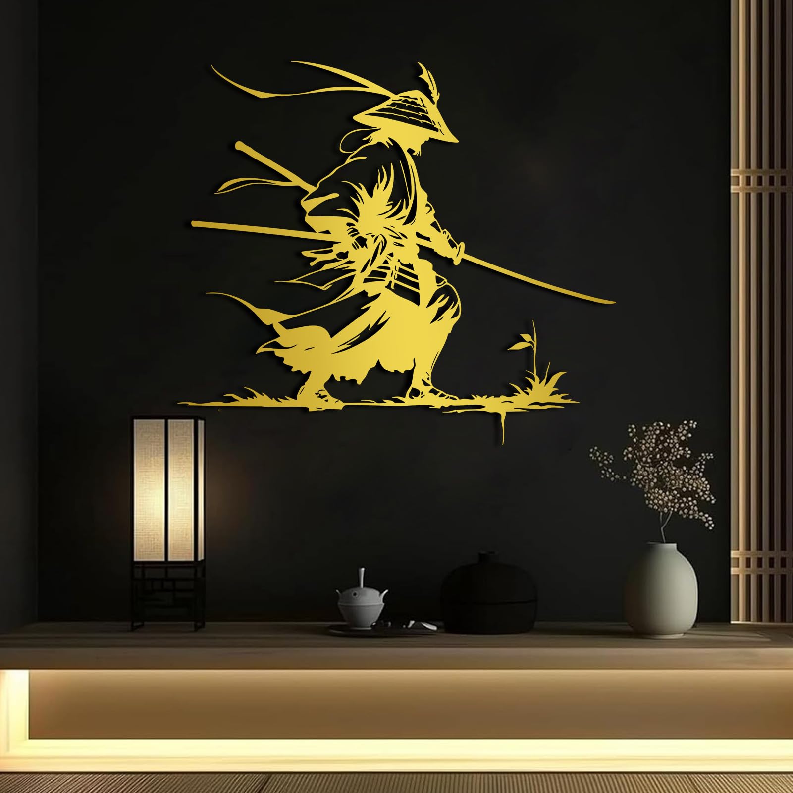Arte de Pared de Metal samurái, decoración Japonesa, Guerrero Ninja, Regalos para Amantes de Japón, decoración de Sala de Estar