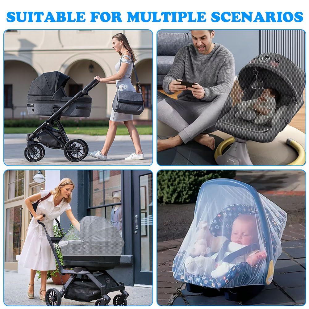 Vicloon Zanzariera Passeggino Universale, Zanzariera Passeggino per Carrozzina, Seggiolino Auto, Culla, Protezione Contro Zanzare, Vespe e Altri Tipi di Insetti per Neonati, Bambini (Bianco)