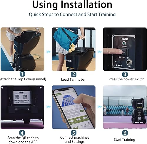 Miniatura 7 de PT-SMARTPro - Máquina de pelota de pádel, lanzador de bolas inteligente con control de aplicación, programación de 20 puntos, 12 modos de servicio,