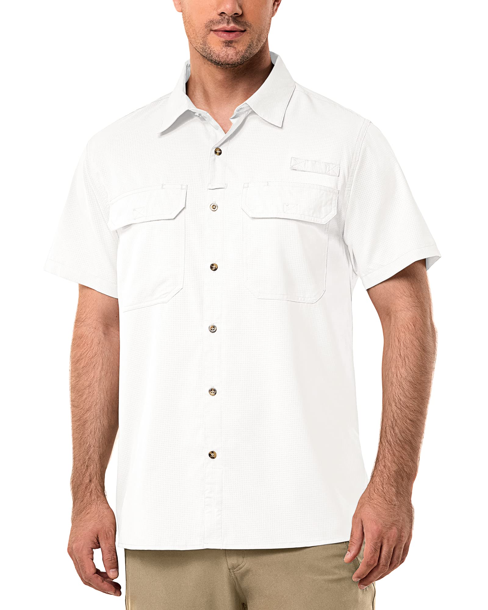 33,000ft Hemd Herren Kurzarm UPF50+ UV Schutz Outdoorhemd Schnelltrocknend Freizeithemd Funktionshemd Wanderhemd für Angeln Safari Reisen Golf