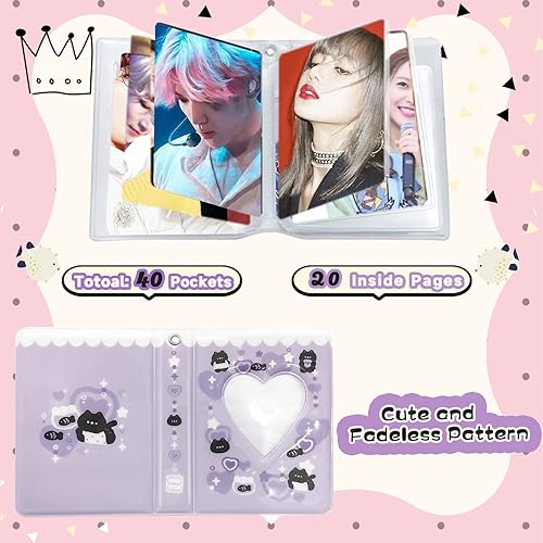 Miniatura 2 de Carpeta para tarjetas fotográficas Kpop de 3 pulgadas, bonito álbum de fotos, portátil, álbum de tarjetas de fotos Kpop con bonito colgante para