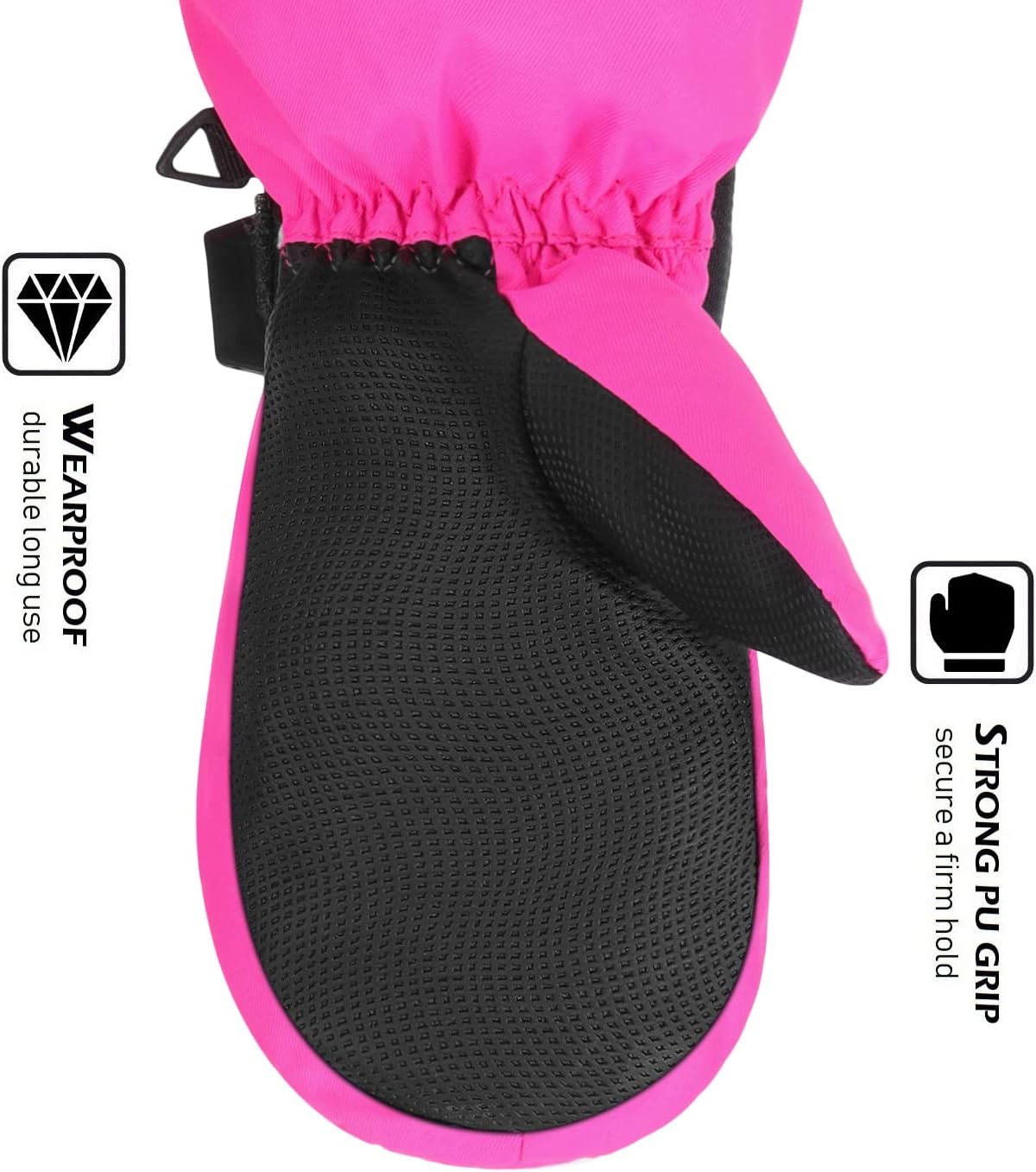 HIGHCAMP Kids Long Cuff Winter Gloves with Stay-on Strap Waterproof Mittens for Toddler Children Snow Ski - Image 4