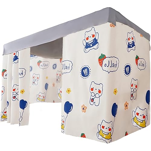 Dorm Single Twin Bunk Bed Tents Drapes Dustproof Blackout Underbed Cloth Bed Privacy Curtains 2 Panels + 1 Top (Color 8, 45.3 x 78.7 in)