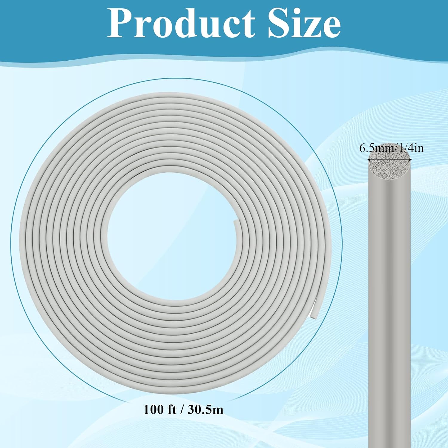 Backer Rod 1/4 Inch, 100 FT EPDM Foam Rubber Caulk Saver | 1/4 Inch x 100 FT, Weather Strip Seal for Concrete Joints, Joint Filler, Wall Cracks and Driveway (Grey)