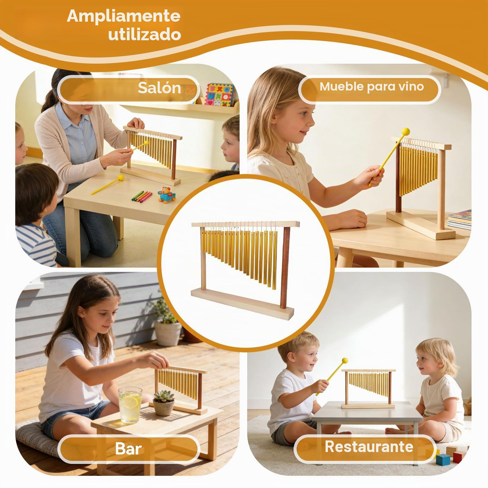 Instrumento De Campanillas, Campanas De Percusión De 20 Notas Campanas De Mesa De Una Fila Campanas De Barra Campanilla De Viento Con Mazo Para Niños Y La Formación Musical
