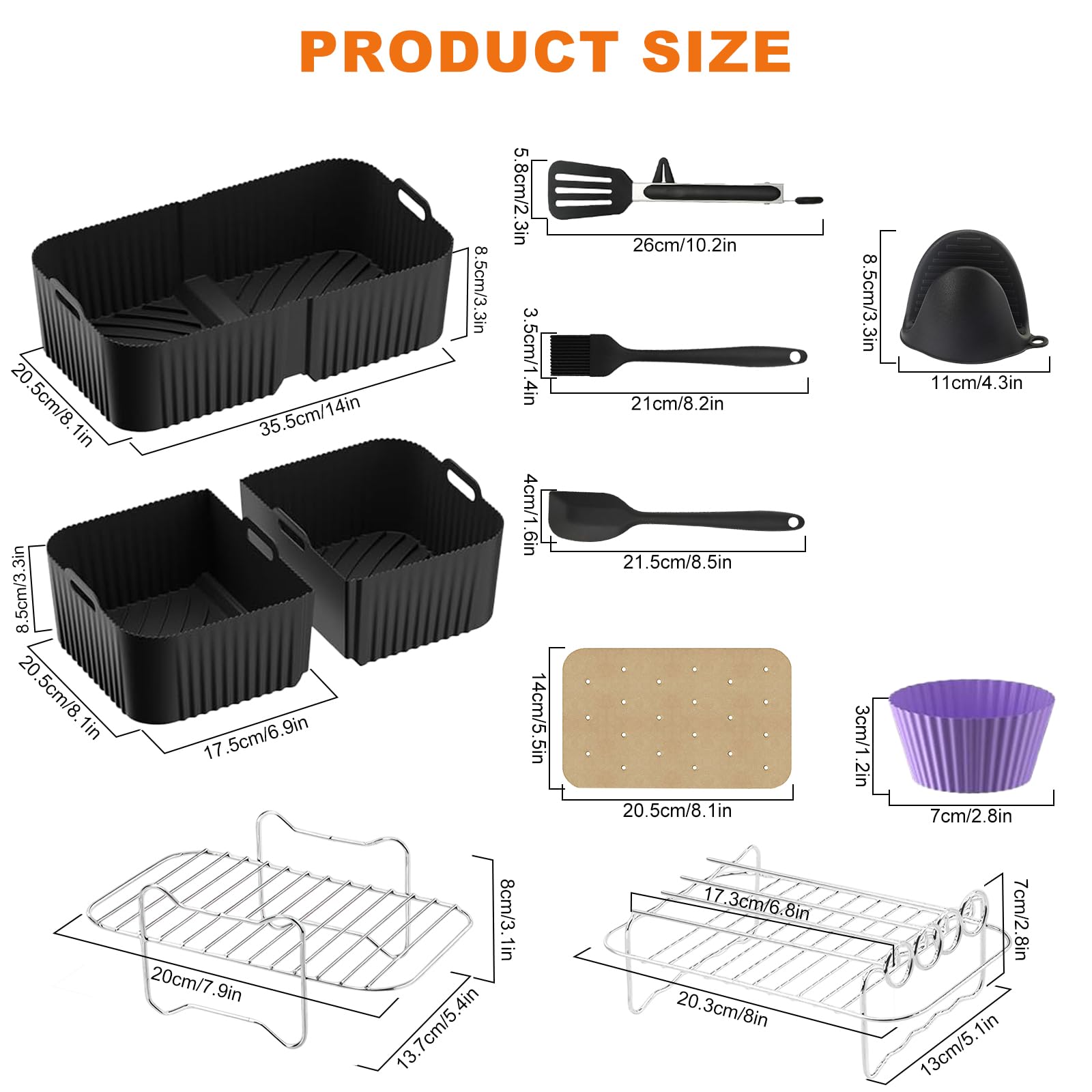 Air Fryer Zubehör für Ninja AF500UK/AF500UKCP - 10,4L, 5,2L, schwarz - Produktbild 1
