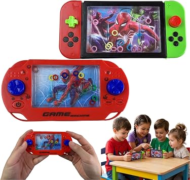 SRV Hub Marvel Avengers & Spiderman Water Ring Game 2 Pack for Kids 3+, Licensed Handheld Travel Toys, Retro Interactive Sensory Games, Party Bag Filler Gifts