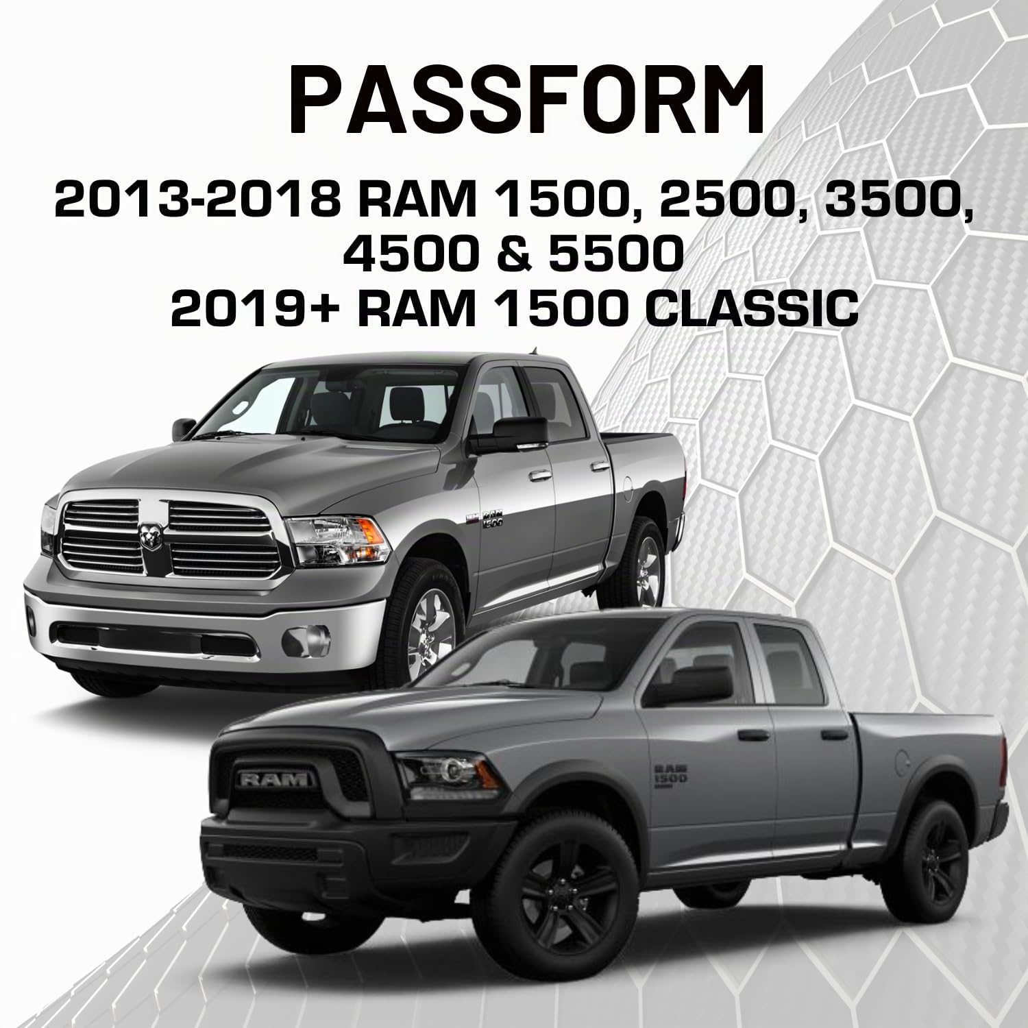 Bulletpoint Armaturenbrett-Handyhalter, kompatibel mit 2013–2018 RAM Truck & 2019+ RAM 1500 Classic 20 mm Kugelhalterung – kompatibel mit iPhone und Android-Smartphones (RubiGrid