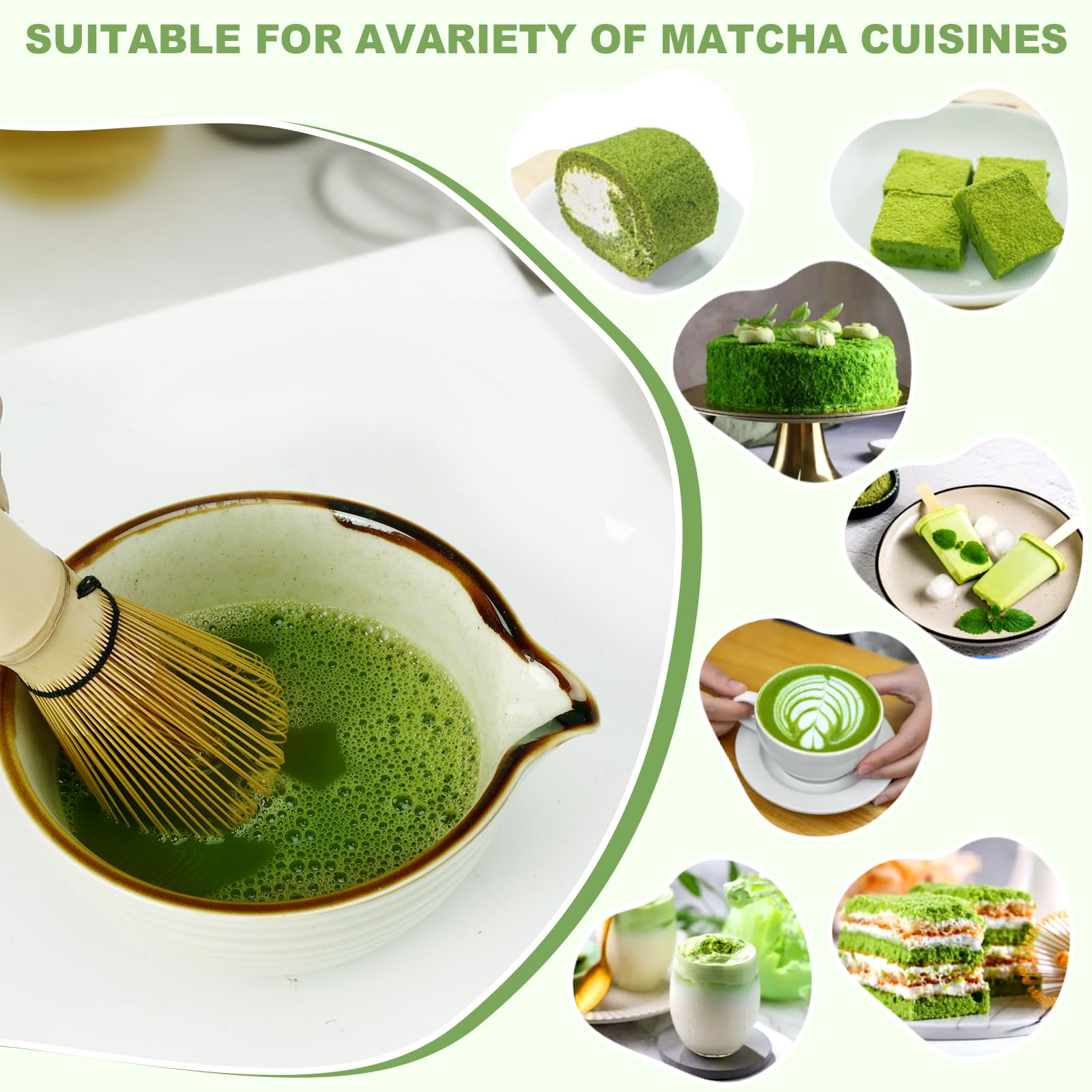 Match Kit FoiiLiio 5 Pezzi Matcha Bowl con Beccuccio Matcha Tea Kit Matcha Set da Tè Matcha per Preparare la Colazione/Latte