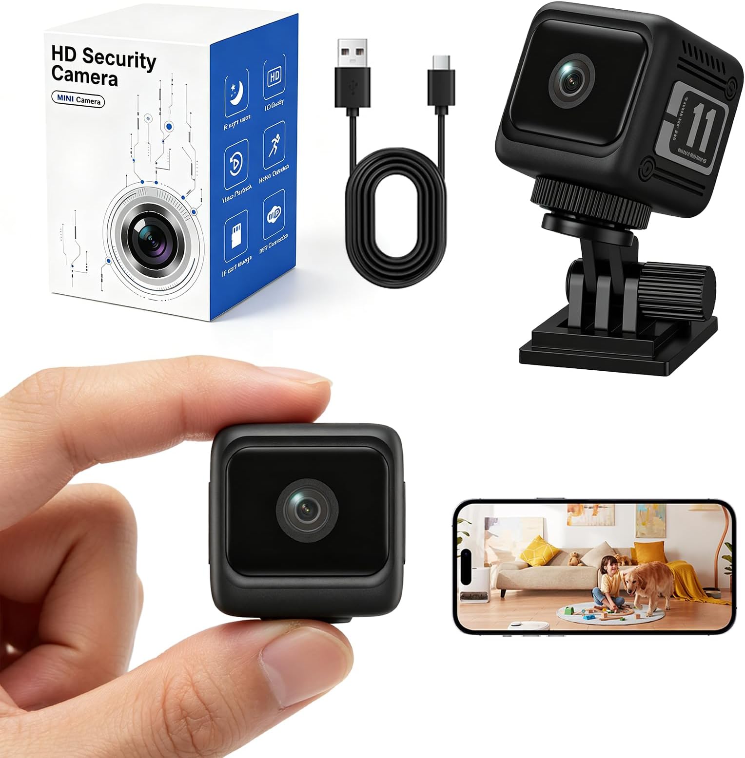 Hidden Camera 1080P HD Mini Spy Camera - Small Wireless Indoor Security Camera with 8-Hour Battery, Motion Detection, Night Vision | Nanny Cam, Home Camera, Office Surveillance