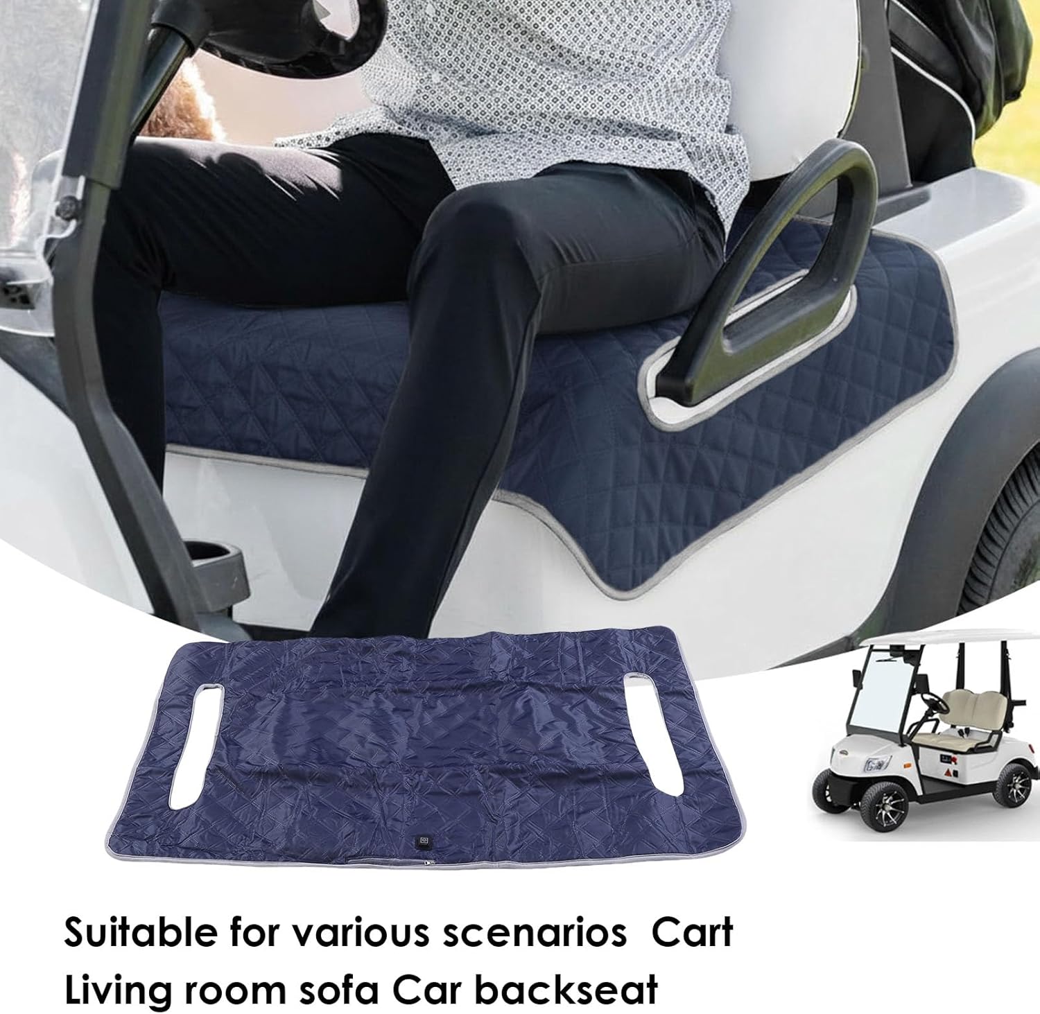 Heated Golf Cart Seat Cover, 51.97x31.50in Winter Golf Cart Seat Warmer Towel Blanket for 2 Person Seats Clubs Car Golf Cart Accessories, USB Type C 4 Zone Heating Washable