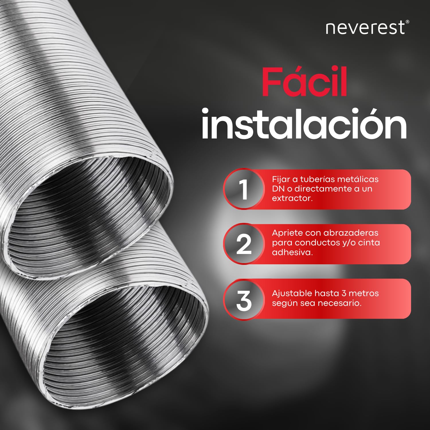 neverest® Semiflex 200 - Conducto Flexible de Aluminio Ventilación Tubo