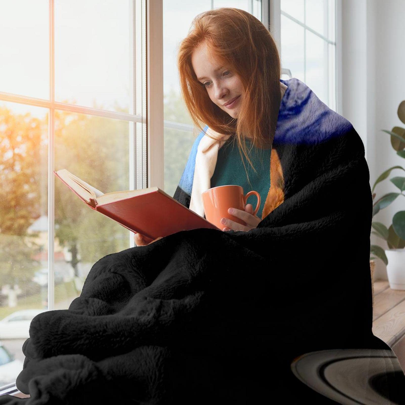 Coperta in pile con sistema solare universo per divano, divano o letto