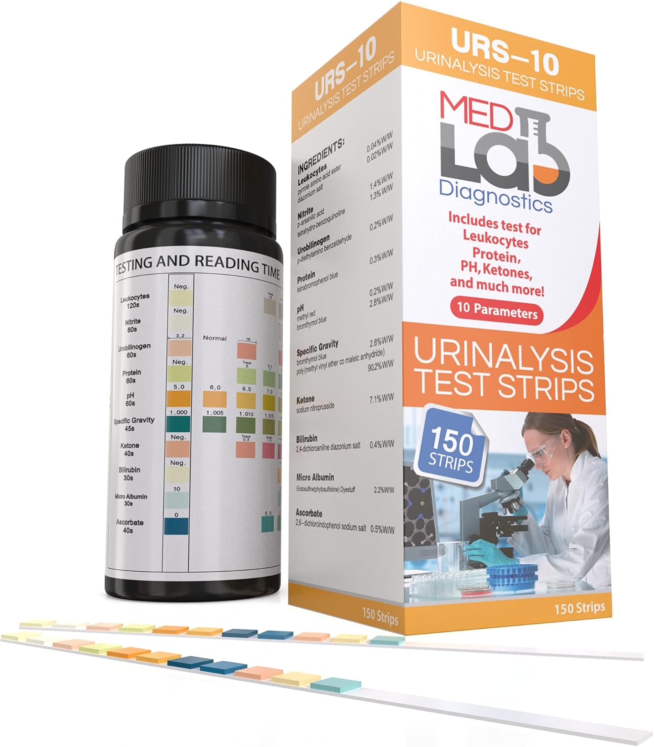 10 Parameter Urine Test Strips for Urinalysis(150 Cnt) in Sealed Pouches. Tests for Ketosis, pH, Protein, UTI, Kidney and Liver Function : Health & Household