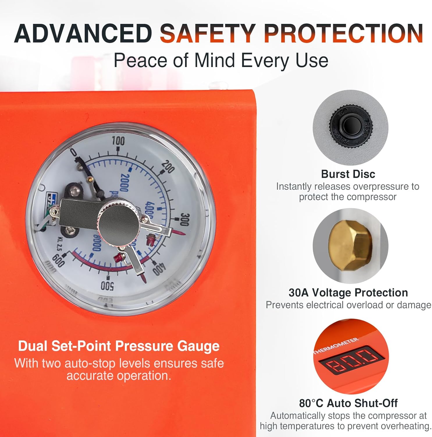 PCP Air Compressor, Max 5800 PSI / 40 MPa, 350W Motor, Water & Fans Cooling, Dual Set-Point Auto-Stop Gauge, 12V DC or 110V/220V AC Portable PCP Pump for Paintball Tanks, Airguns & Air Rifles - Image 5