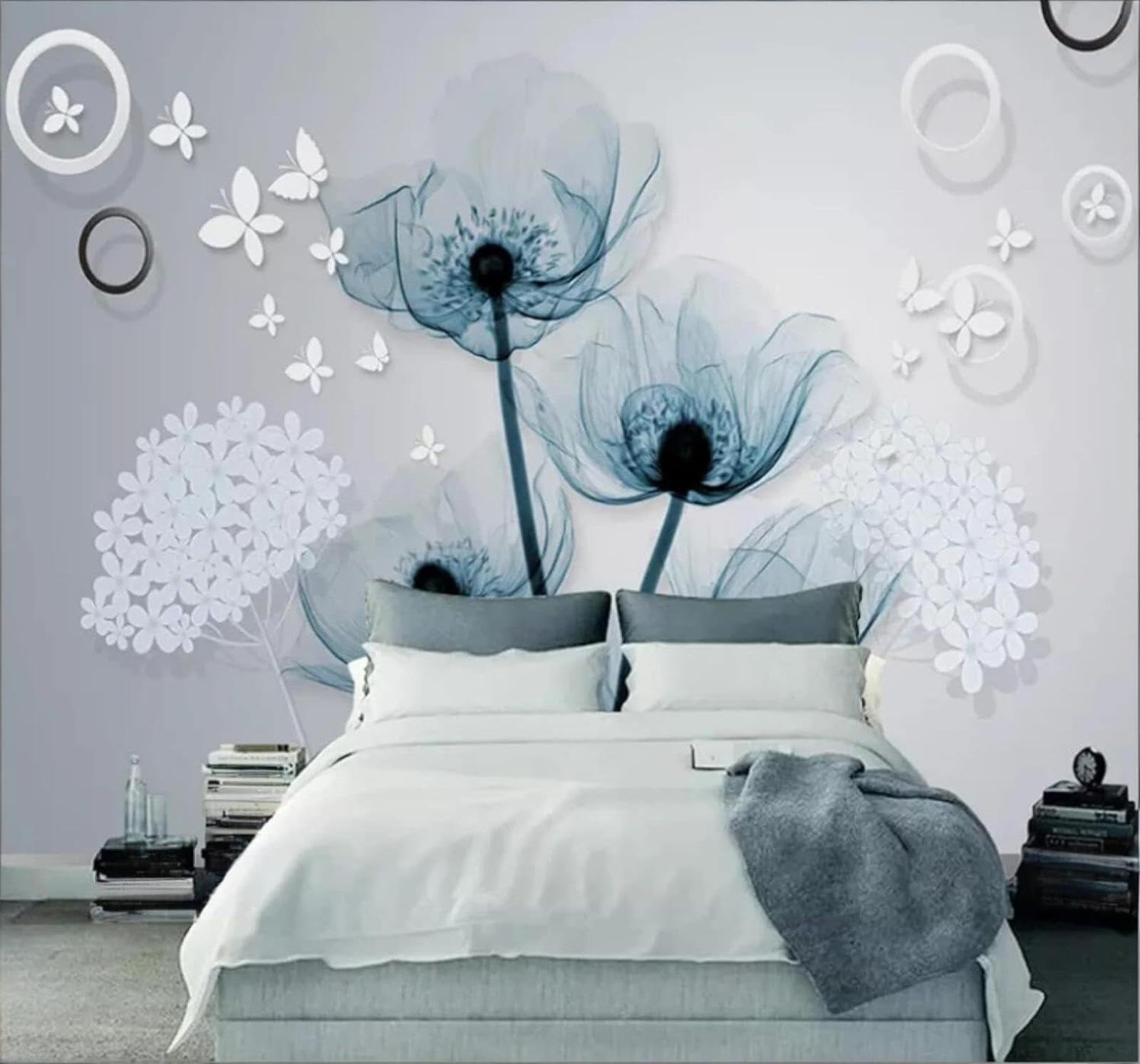 Papier peint papillons bleu et blanc pour apporter de la poésie dans votre intérieur