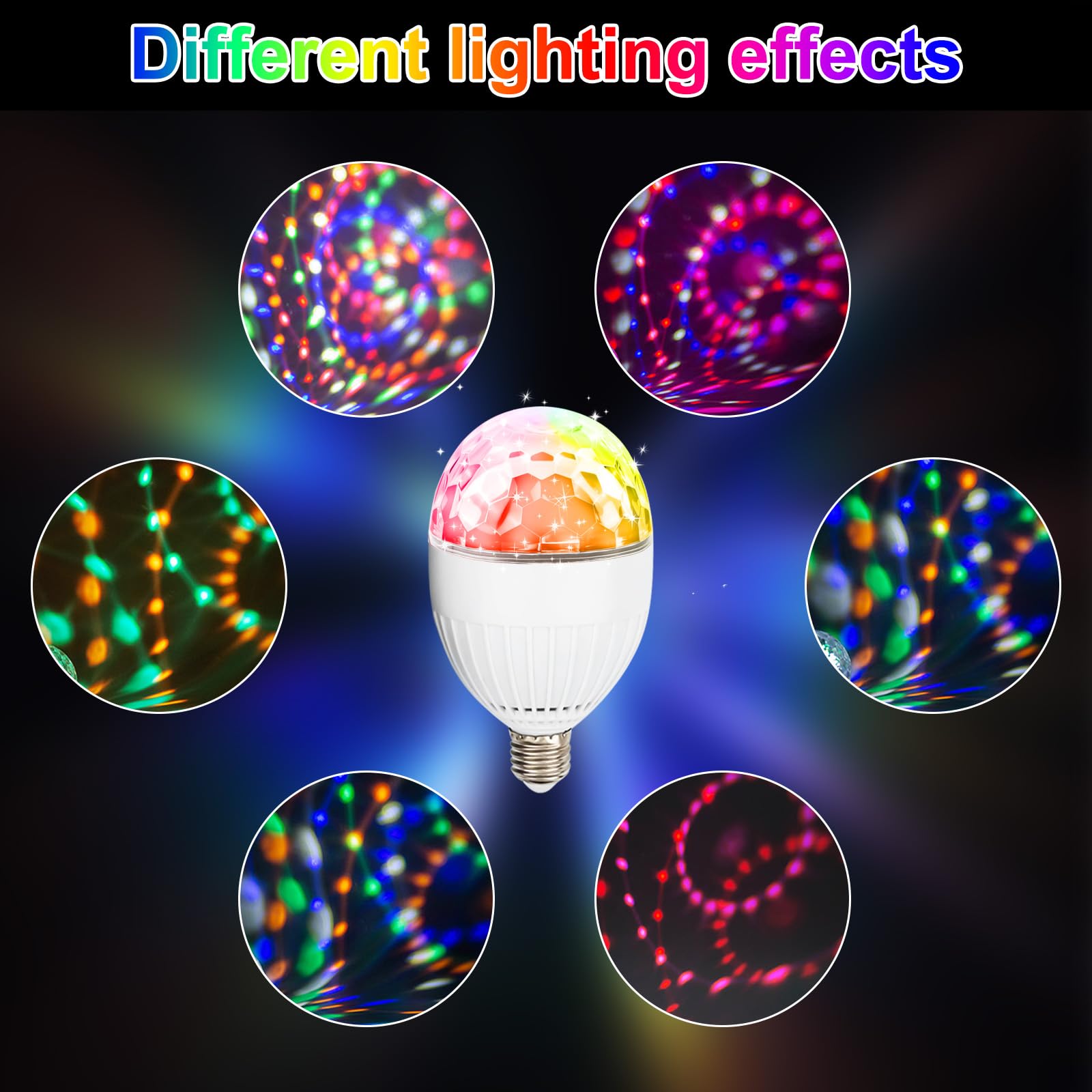 Leikurvo 2x Bolas de Discoteca LED RGB E27 de 5W, Bombilla Discoteca Giratoria de 360°, Luz LED para Fiestas con Control Remoto, Fuente de Luz para Decoración de Fiestas de Cumpleaños