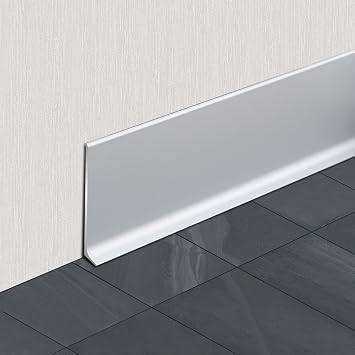 Aluminum Baseboard Trim Modern Metal Skirting Board No Drill Adhesive Installation for Wall & Floor Protection 3.94" x 8.2ft, 3 Pack Total 24.6ft, Silver