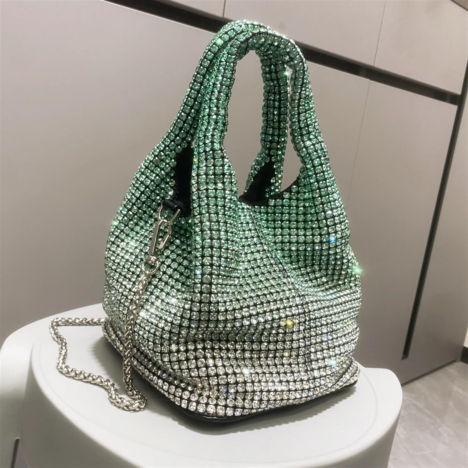 Bolso Con Pedrería Bolso de mano de noche con diamantes de imitación, bolso de mano, bolso de hombro Hobo, bolso de mano de cristal brillante, bolso tipo cubo