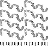 Vista 8 de Soportes de barra de cortina resistentes, soportes ajustables para doble barra, 1 pulgada (2 piezas, negro)