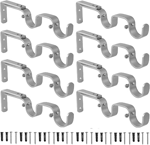 Miniatura 8 de Anndason Soportes de barra de cortina resistentes ajustables para barra de cortina de 1 pulgada (2 unidades, plateado)