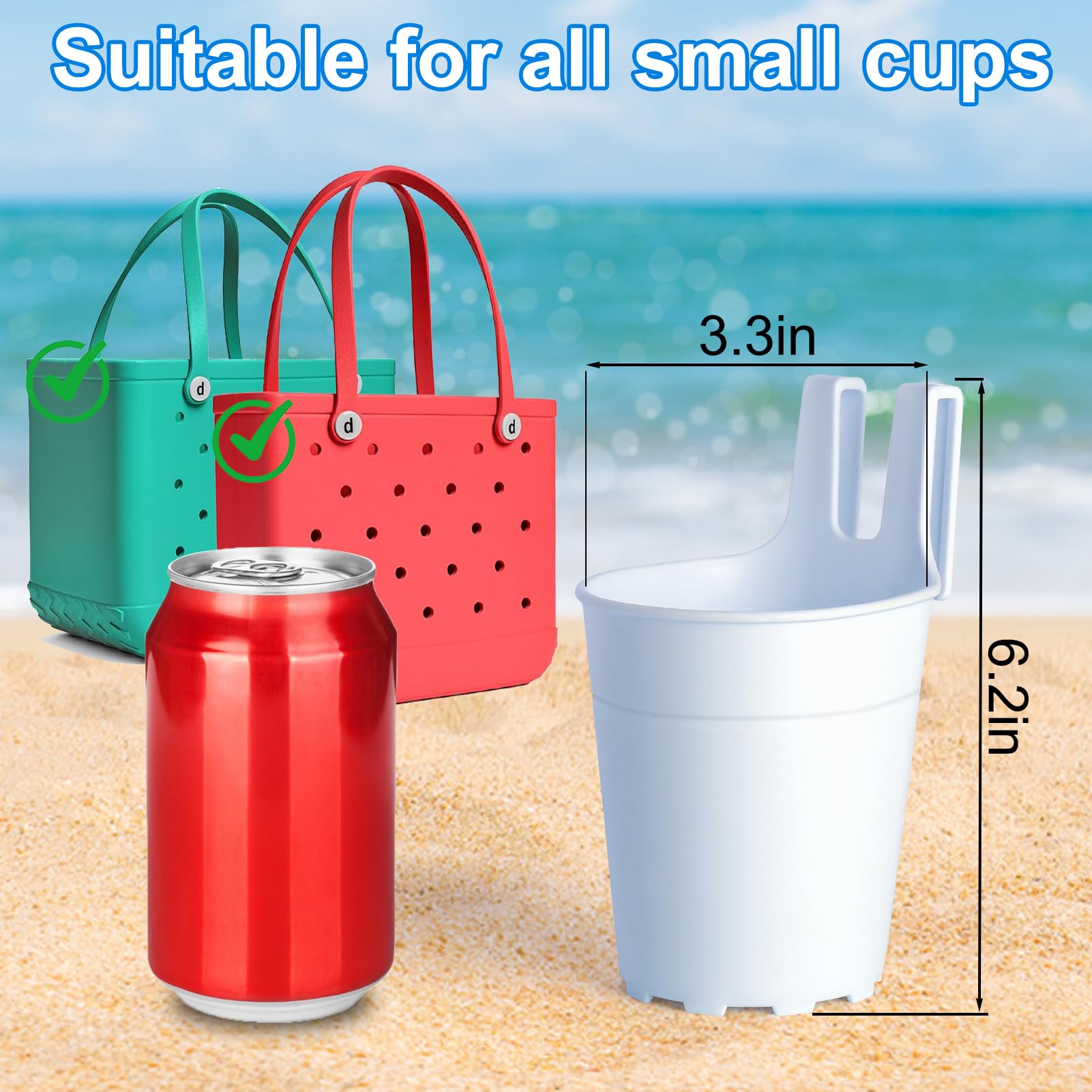 AIERSA Cup Holder for Bogg Bag,Beach Bag Drink Holder Attachment, Water Bottle Holder for Bogg Bag Accessories