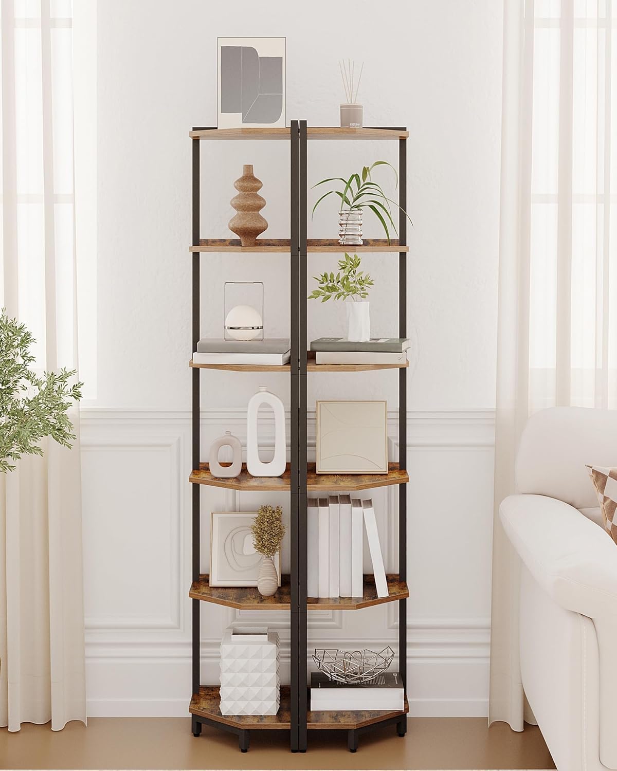 Amazon.com: Hzuaneri Corner Shelf Stand, Corner Bookshelf, Storage