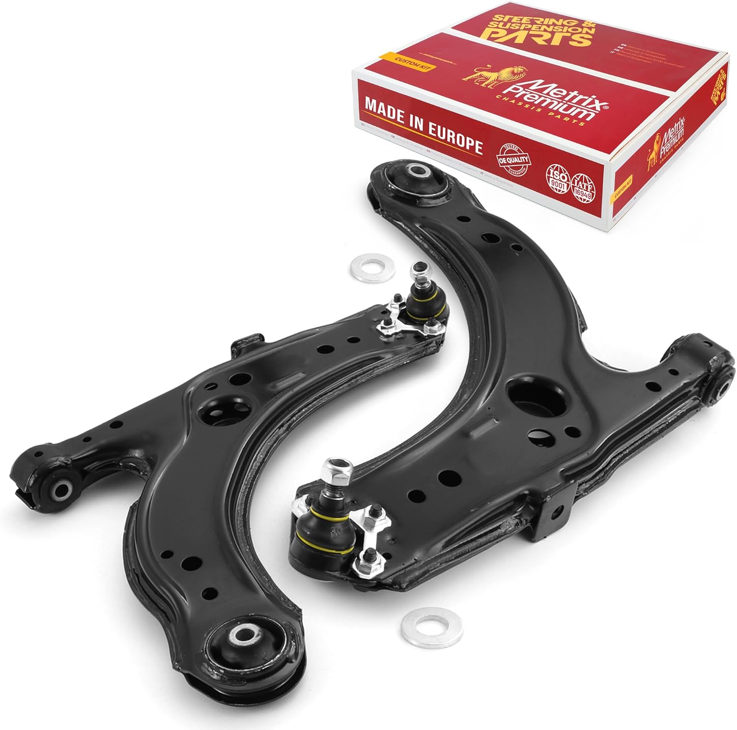 metrix premium chassis parts - front left & right lower control arm kit fits 98-03 audi a3 (mexico), 04-05 a3 (mexico), 01-05 seat leon, 98-10 volkswagen beetle, 520-760, 524-143, made in europe