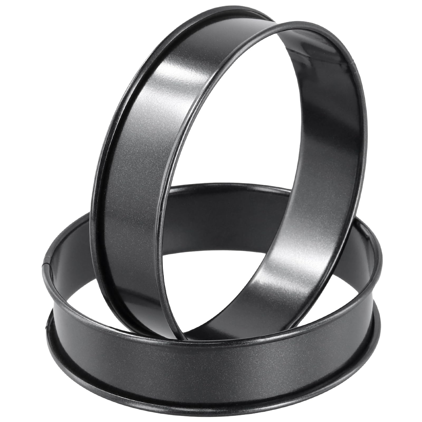 JEUIHAU Crumpet Ringe – 10 Stück, 10 Cm, Edelstahl Schwarz, Antihaft