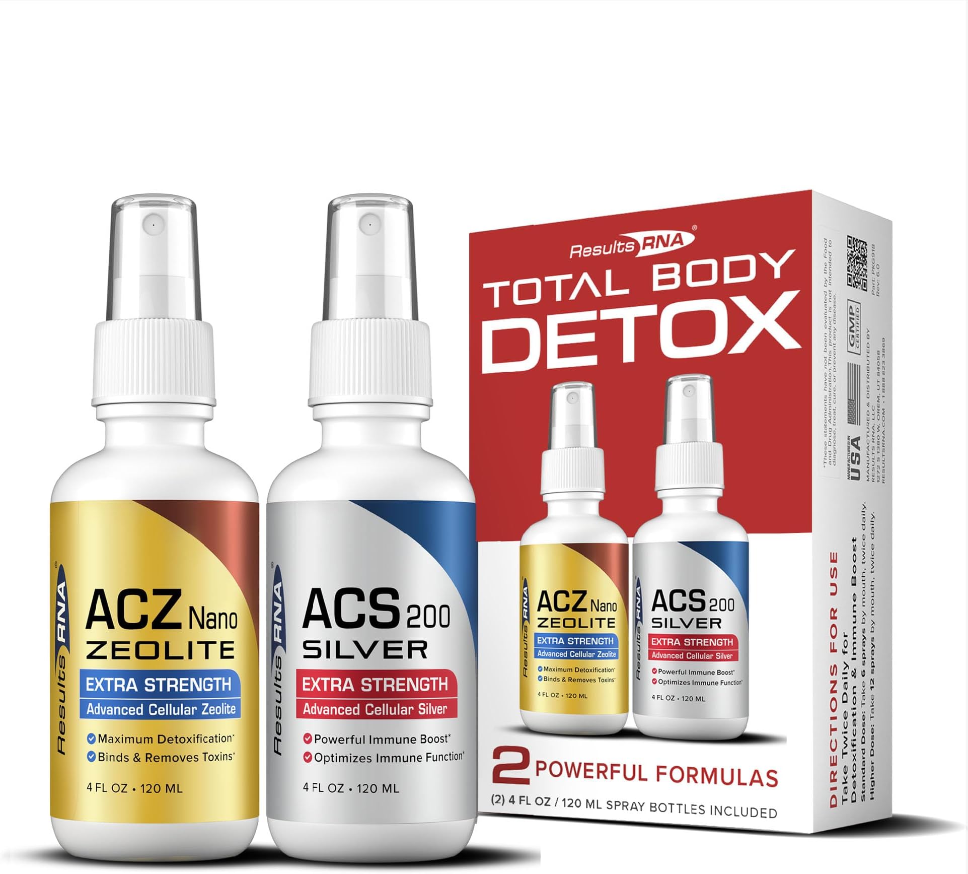 Results RNA – Total Body Detox Extra Strength System – ACS 200 Silver & ACZ Nano Zeolite are Clinically Proven to Detoxify & Boost Immunity. Recommended by Doctors Worldwide (4 oz)