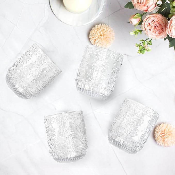 Set de 4 Vasos Topsky Vintage 12 oz con Diseño Floral en Relieve miniatura 7