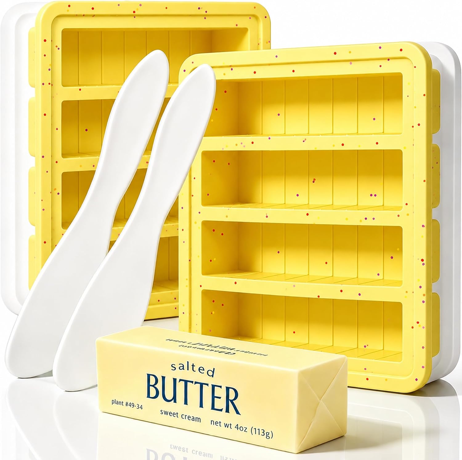KASHME Butter Mold with Stainless Steel Frame & Spatula & Lid, Nonstick